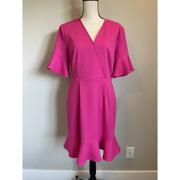 Trina Turk Women’s Hot Pink A-line Ruffle Hem Dress Size 10 NWT - Picture 1 of 11